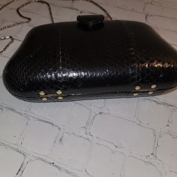 Clarita Black Snakeskin Crossbody Bag - Picture 3 of 7